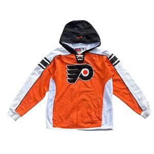 Philadelphia Flyers Hockey NHL Reebok Faceoff Jersey hoodie youth Large 14-16